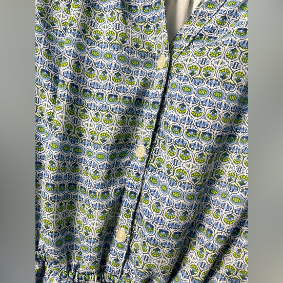 The GAP Sleeveless Blue Green White Patterned Tie Waist Shirt Dress Sz Medium - Picture 3 of 11
